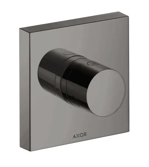 Unterputzventil in Schwarzchrom von AXOR mit runder Steuerung. Das Produkt zeigt eine glatte Oberfläche und minimalistische Knöpfe zur einfachen Handhabung.